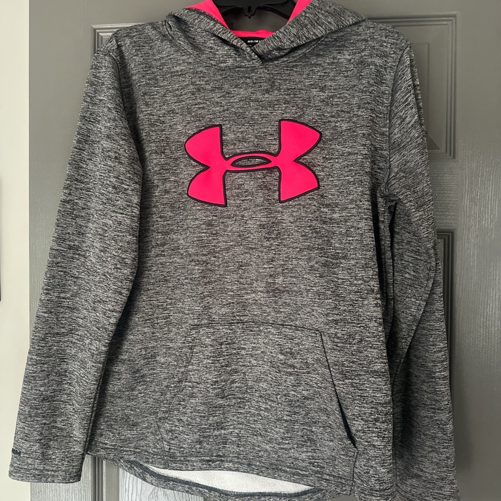 Under Armour Charcoal Hoodie with Vibrant Pink Logo